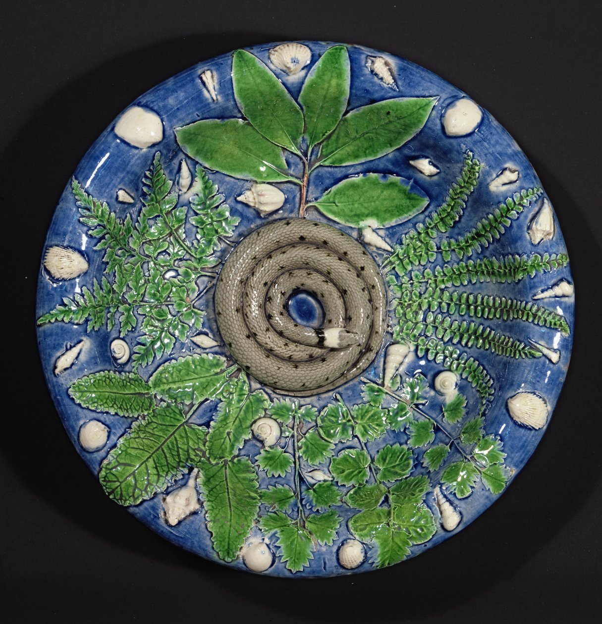 Dish，Palissy Ware（铅釉陶器） 作者 伯纳德·帕利西