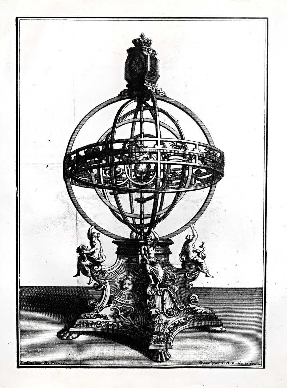哥白尼系统的浑仪，由Gerard Jean Baptiste Scotin（1671-1716）雕刻 作者 伯纳德·皮卡特