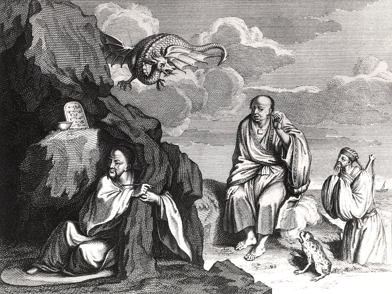 中国魔术师与巫师，来自“仪式与宗教习俗的宗教习俗”的插图，于1798年在阿姆斯特丹出版 作者 伯纳德·皮卡特