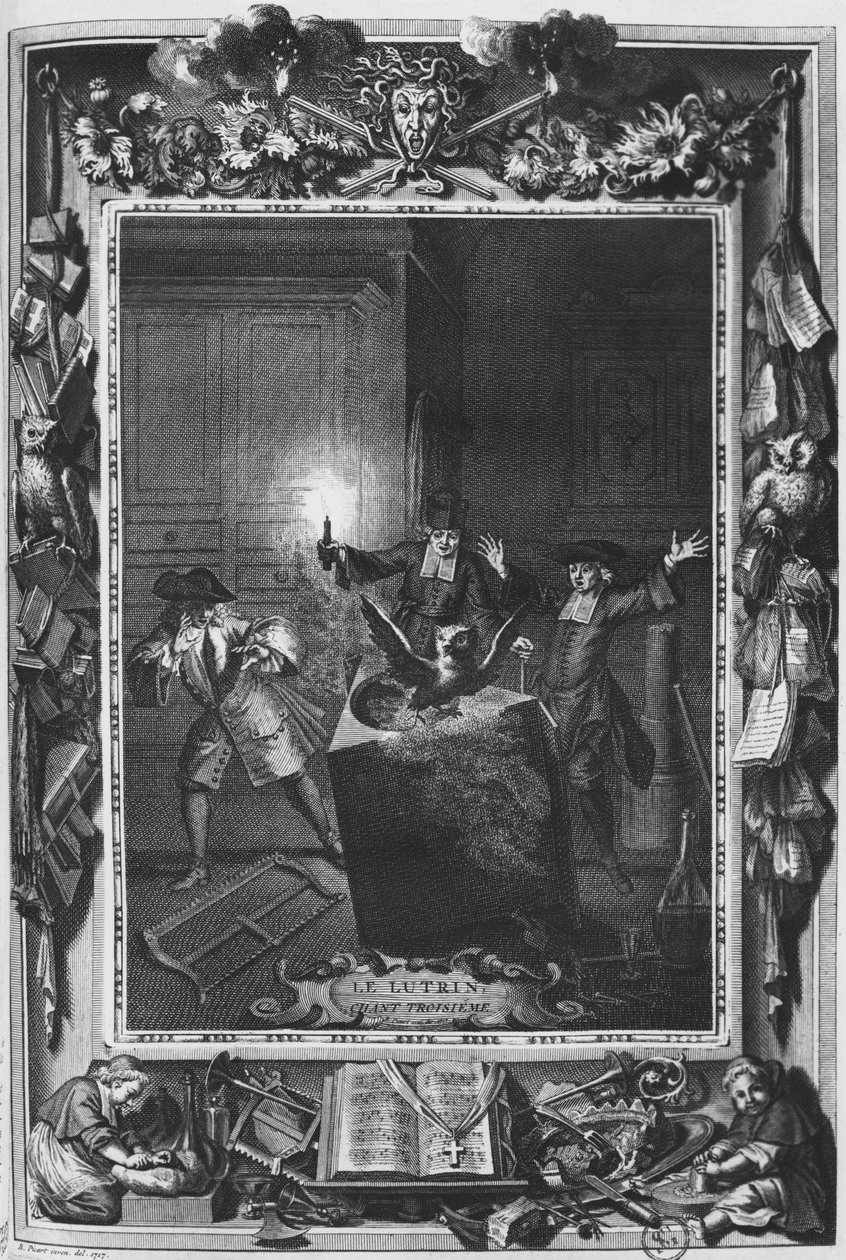Nicolas Boileau的“Le Lutrin”插图，被称为Boileau-Despreaux，第3咏，发表于1728年 作者 伯纳德·皮卡特