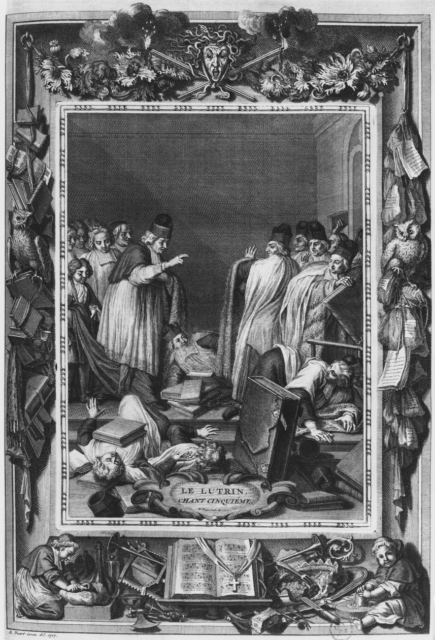 来自Nilelas Boileau的&39;Le Lutrin&39;插图，被称为Boileau-Despreaux，第五首歌，于1728年出版 作者 伯纳德·皮卡特