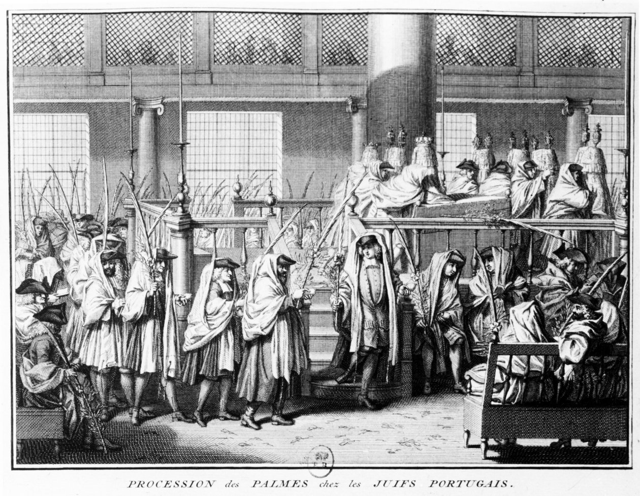 棕榈树游行（（Hoschana Rabah）在葡萄牙犹太人的住棚节期间，1725年 作者 伯纳德·皮卡特