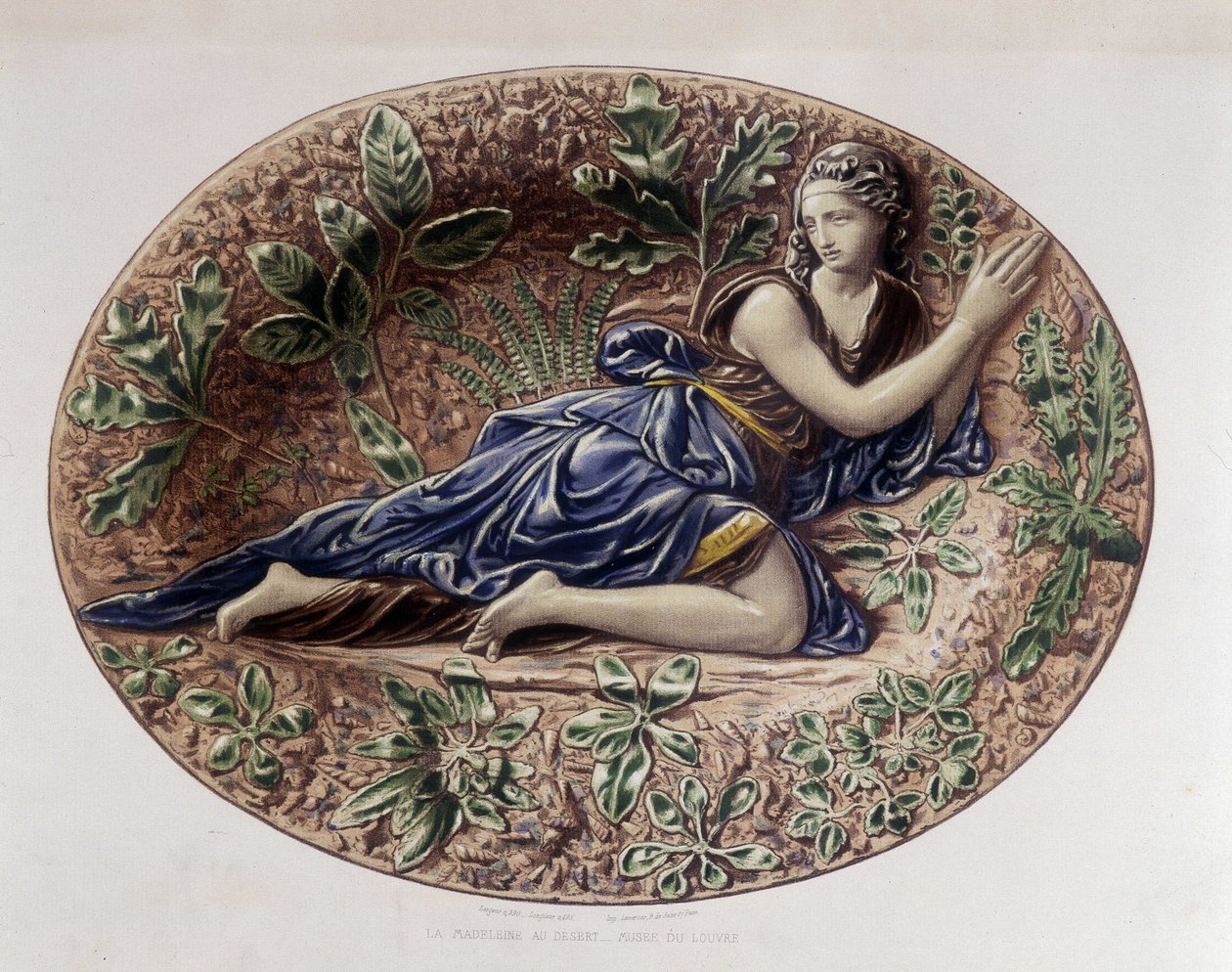 Madeleine au désert - 瓷盘，载于C. Delange和C. Borneman的 "Bernard Palissy的作品"，巴黎。 作者 伯纳德（后）帕利斯西