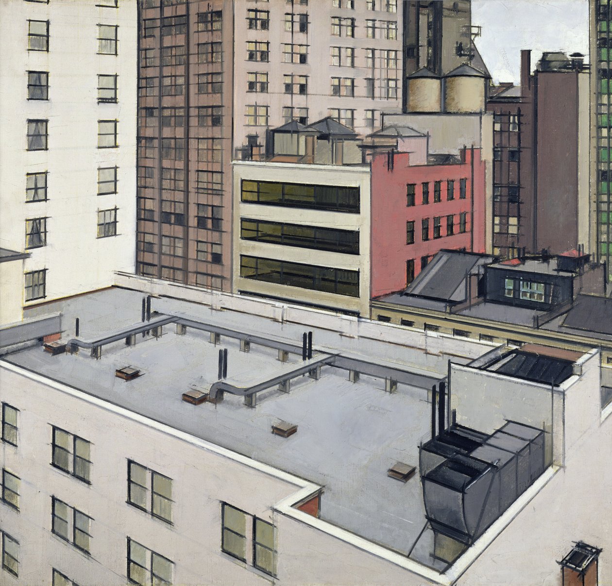 纽约的屋顶，约 1930 年（布面油画） 作者 Bernard Boutet de Monvel