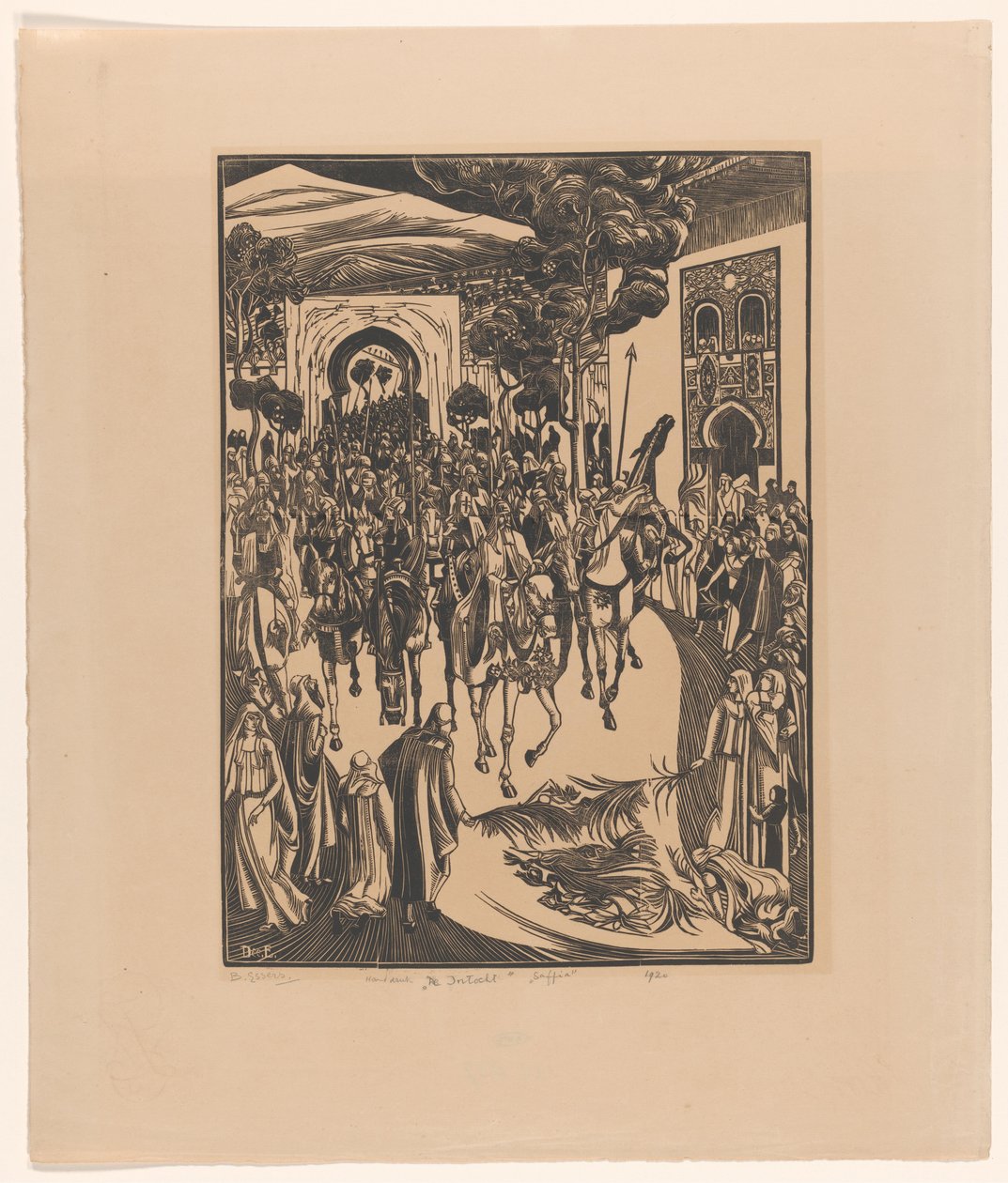 De Intocht（物品上的原标题）
Saffia （物品上的原标题） 作者 Bernard Essers（艺术家签名）
