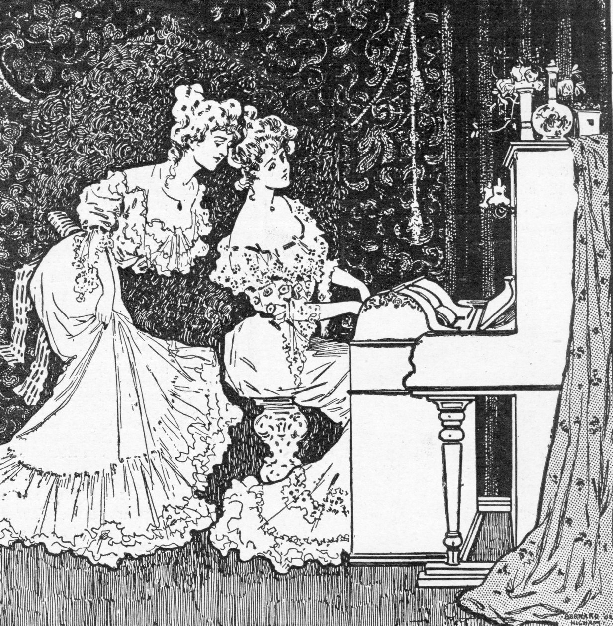 The Pianola，来自The Graphic的广告，1902年7月19日 作者 伯纳德·海姆（Bernard Higham）