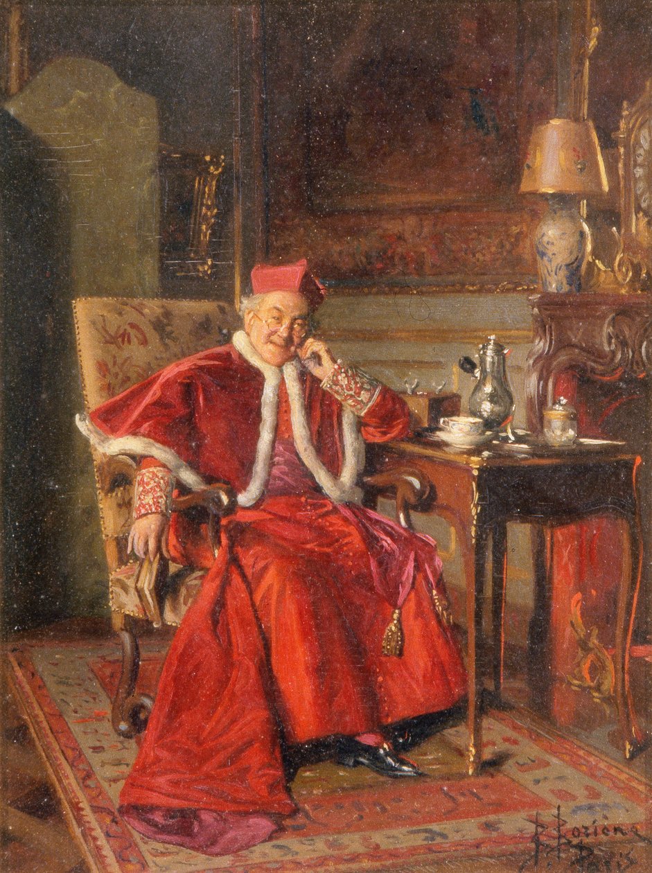 喝咖啡的红衣主教》，约 1895 年（木板油画） 作者 伯纳德·路易斯·博里尼