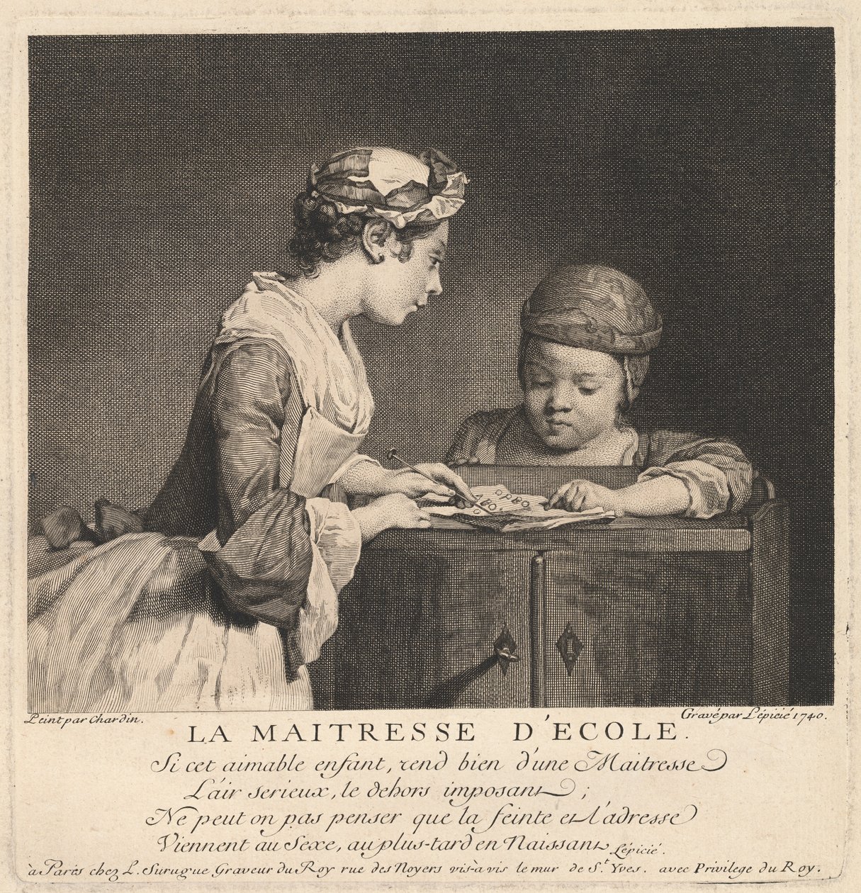 学校校长 作者 Bernard Lepicie 模仿 Jean Simeon Chardin