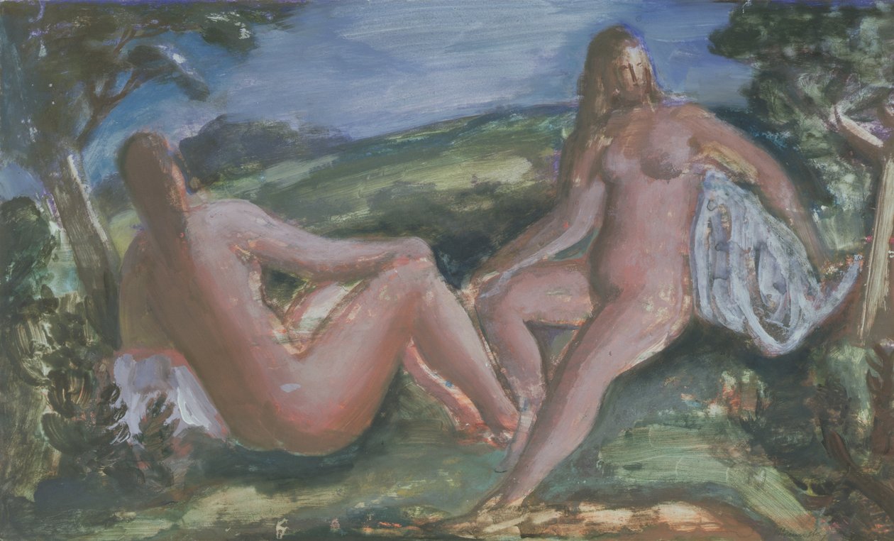沐浴者，c.1940（纸上水粉画） 作者 伯纳德·梅宁斯基