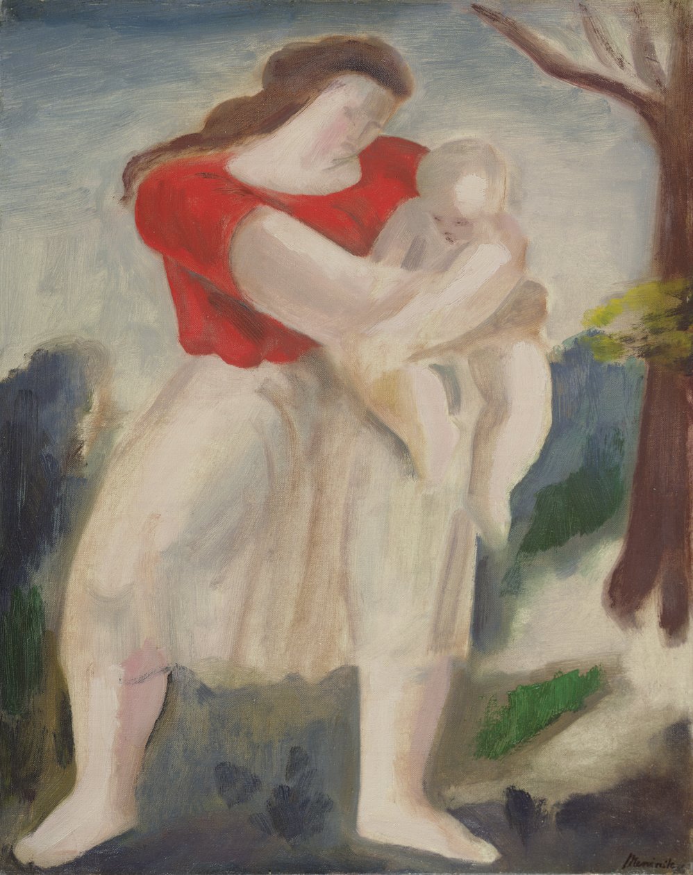《母亲与孩子》，c.1940（船上油） 作者 伯纳德·梅宁斯基