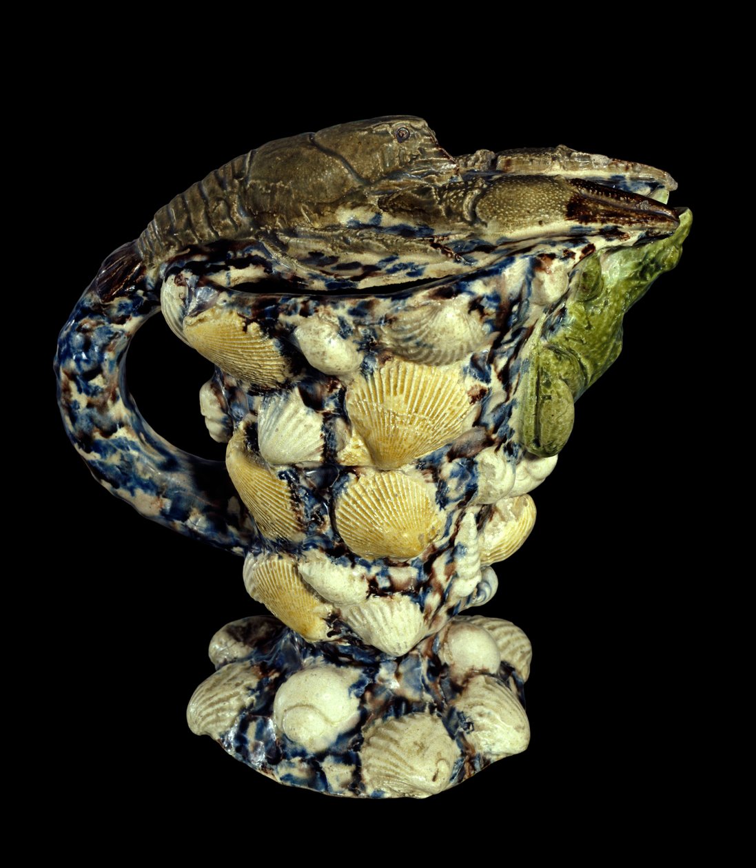 质朴的海蓝宝石与贝壳陶瓷装饰。 由 Bernard Palissy (1510-1589) 实现，1565 年巴黎，卢浮宫博物馆 作者 伯纳德·帕利西