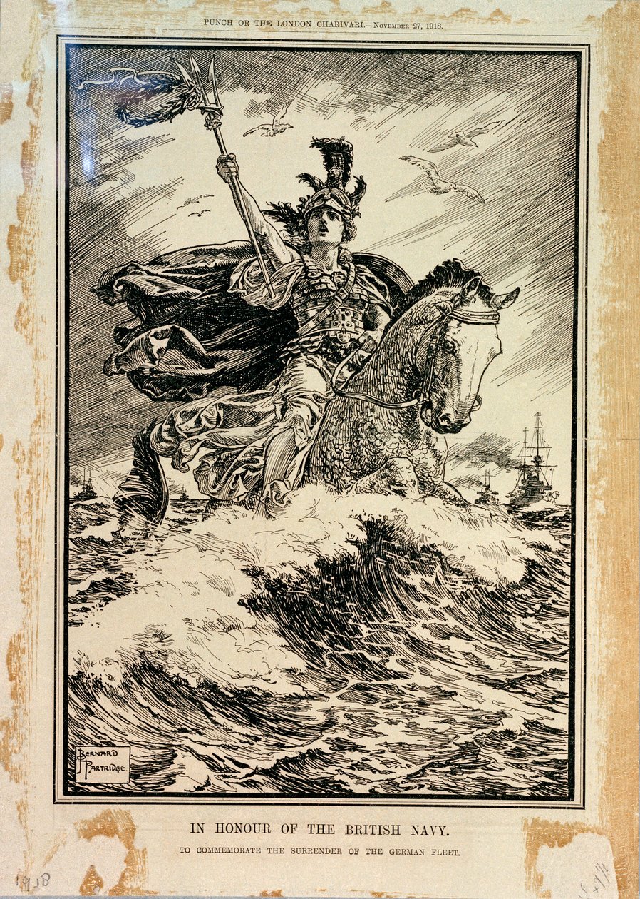 向英国海军致敬纪念德国舰队投降。1918 年 11 月 27 日《冲锋报》封面 作者 伯纳德·帕特里奇
