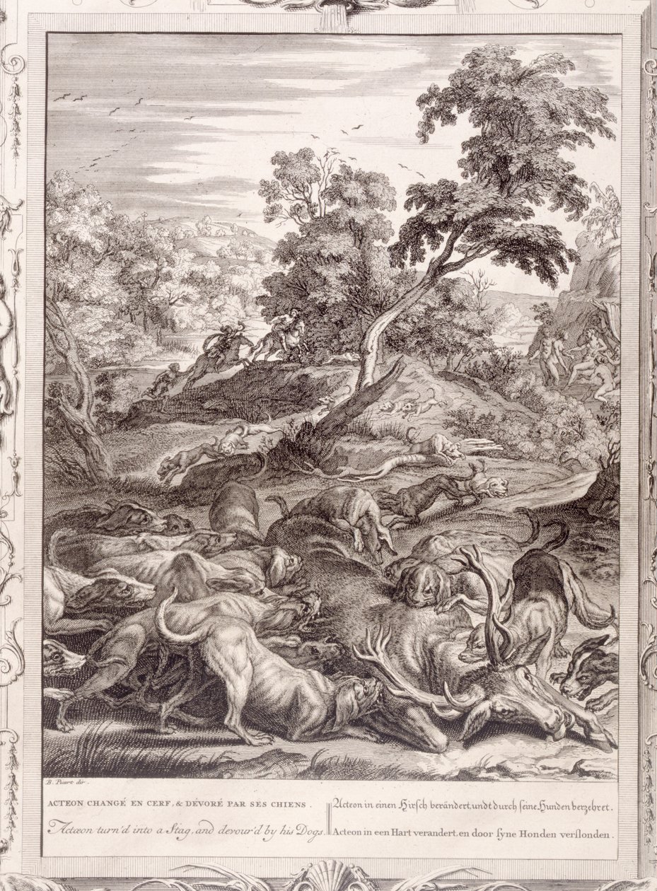 1731年，Actaeon成了一只雄鹿并被他的猎犬吞噬 作者 伯纳德·皮卡特
