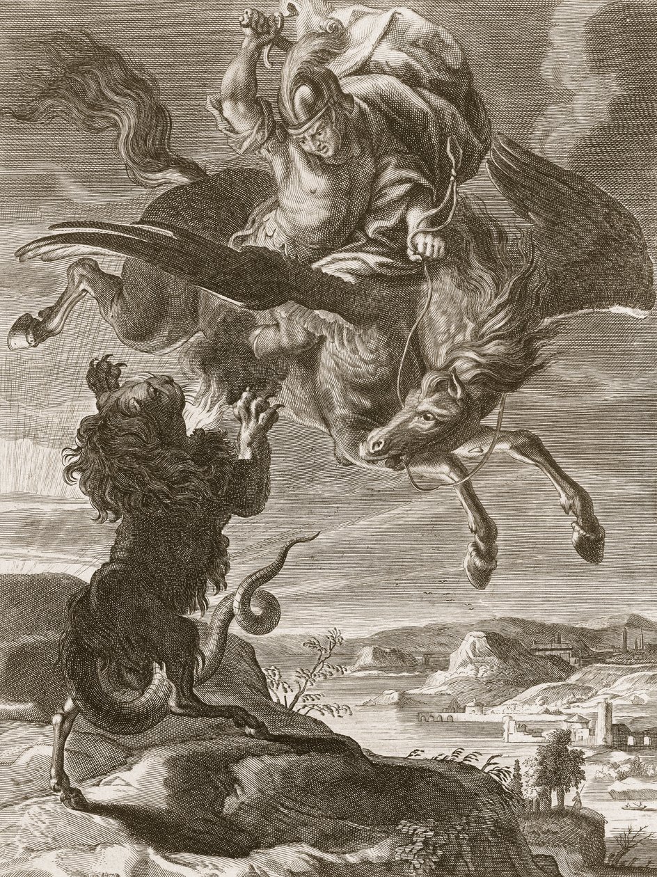 Bellerophon战斗Chimaera，1731年 作者 伯纳德·皮卡特