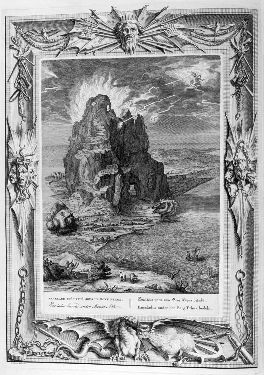 Encecladus in battle at Mount Etna (engraving) 作者 伯纳德·皮卡特