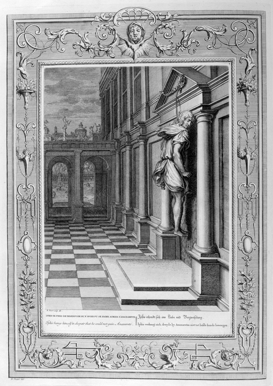 伊菲斯（Iphis）死于无法获得Anaxarete的绝望，1733年 作者 伯纳德·皮卡特