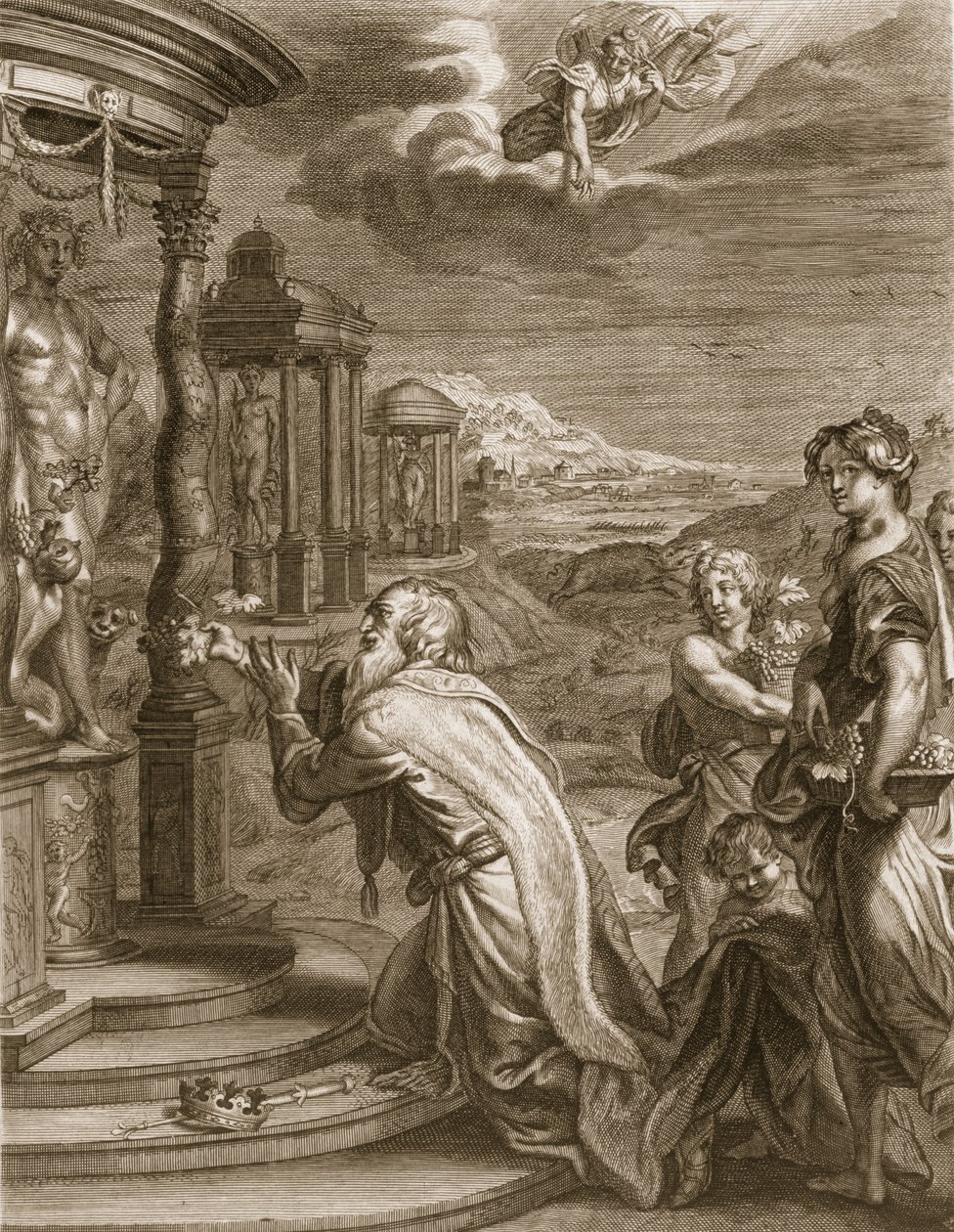 Olyneus，Calydon的国王，在牺牲中忽视戴安娜，因为他的虔诚而受到惩罚，1731年 作者 伯纳德·皮卡特