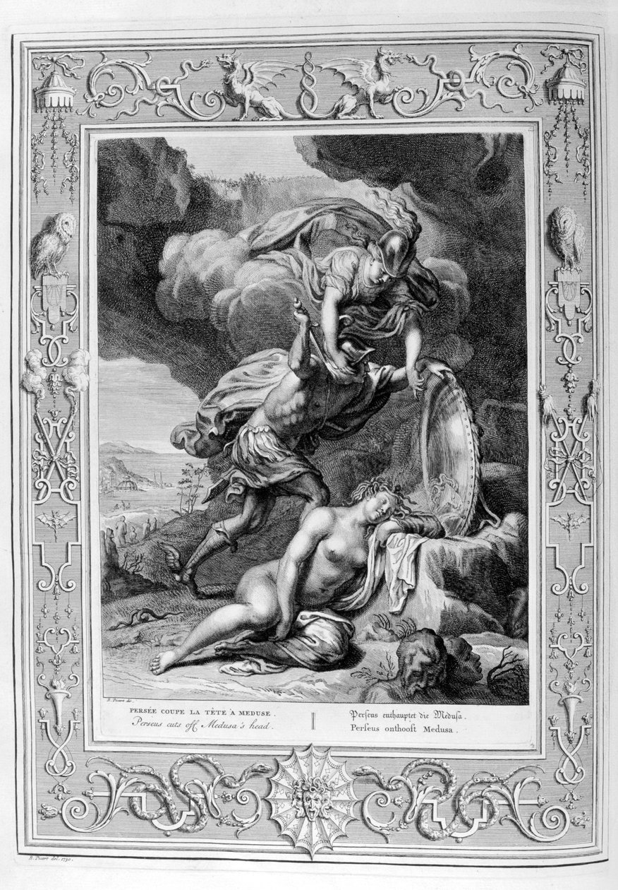 珀尔修斯（Perseus）切断了美杜莎的头颅，1733年 作者 伯纳德·皮卡特