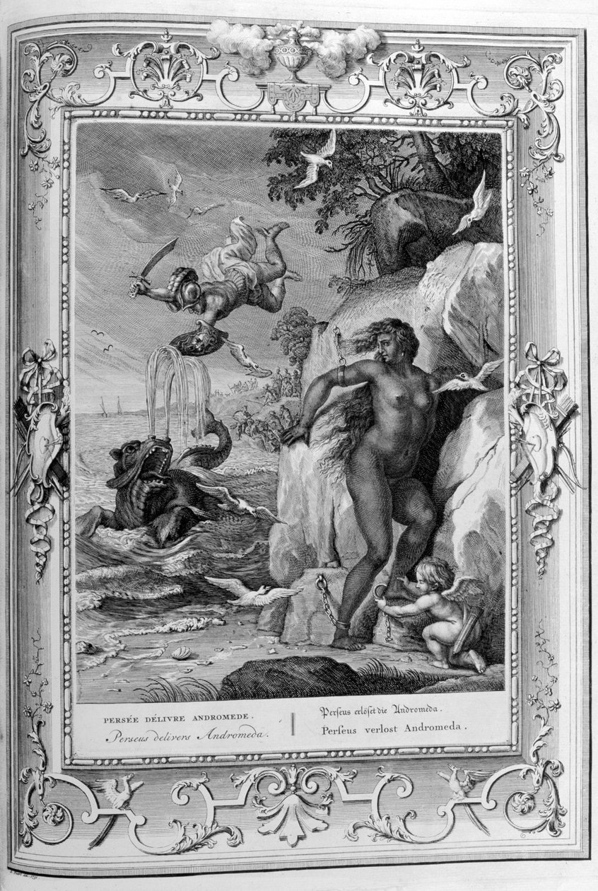 珀尔修斯（Perseus）从海怪那里救出了仙女座，1733年。 作者 伯纳德·皮卡特