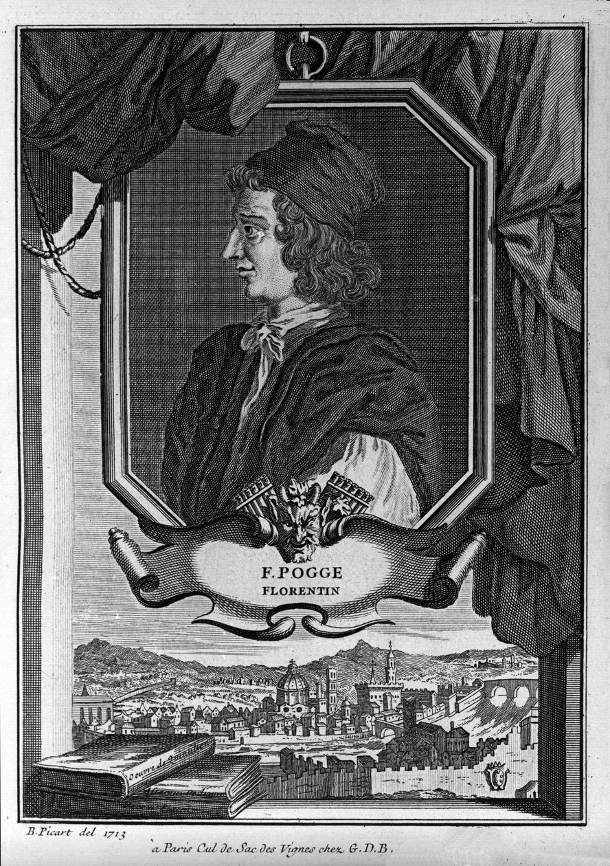 Portrait de Giovanni Francesco Poggio Bracciolini, dit Le Pogge ou Le Pogge Florentin (1380-1459), italian humanist, engraving by Bernard Picart, Paris 作者 伯纳德·皮卡特