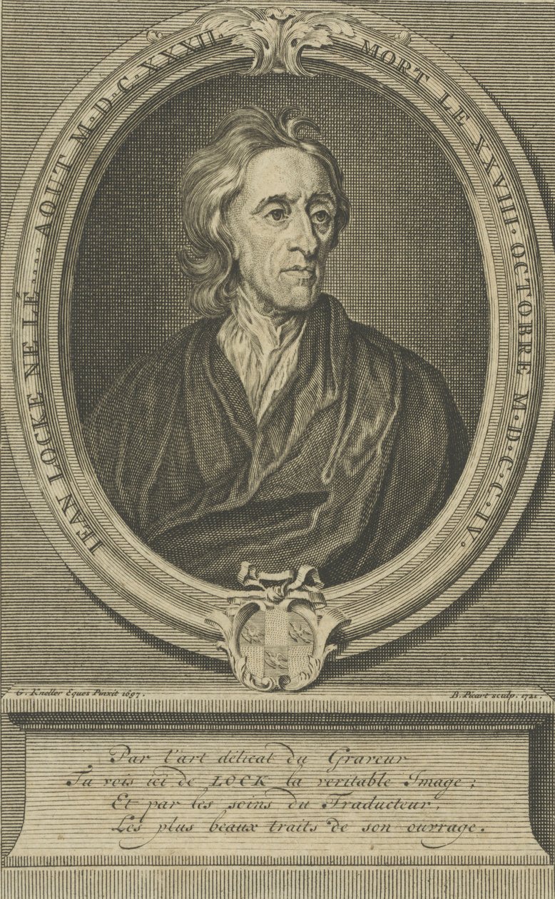 医生和哲学家约翰·洛克（John Locke）的肖像1632-1704，1721年。 作者 伯纳德·皮卡特