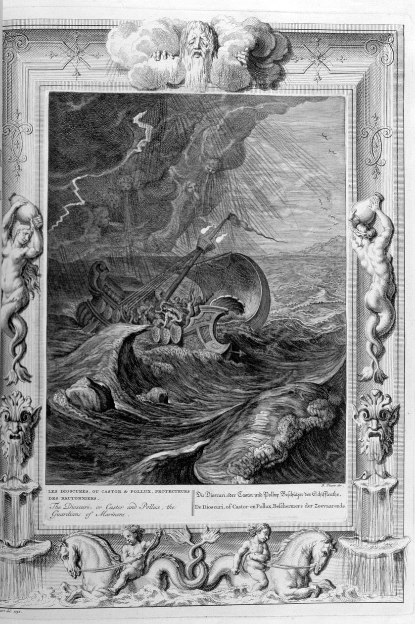 Dioscuri Castor和Pollux保护船只，1733年 作者 伯纳德·皮卡特