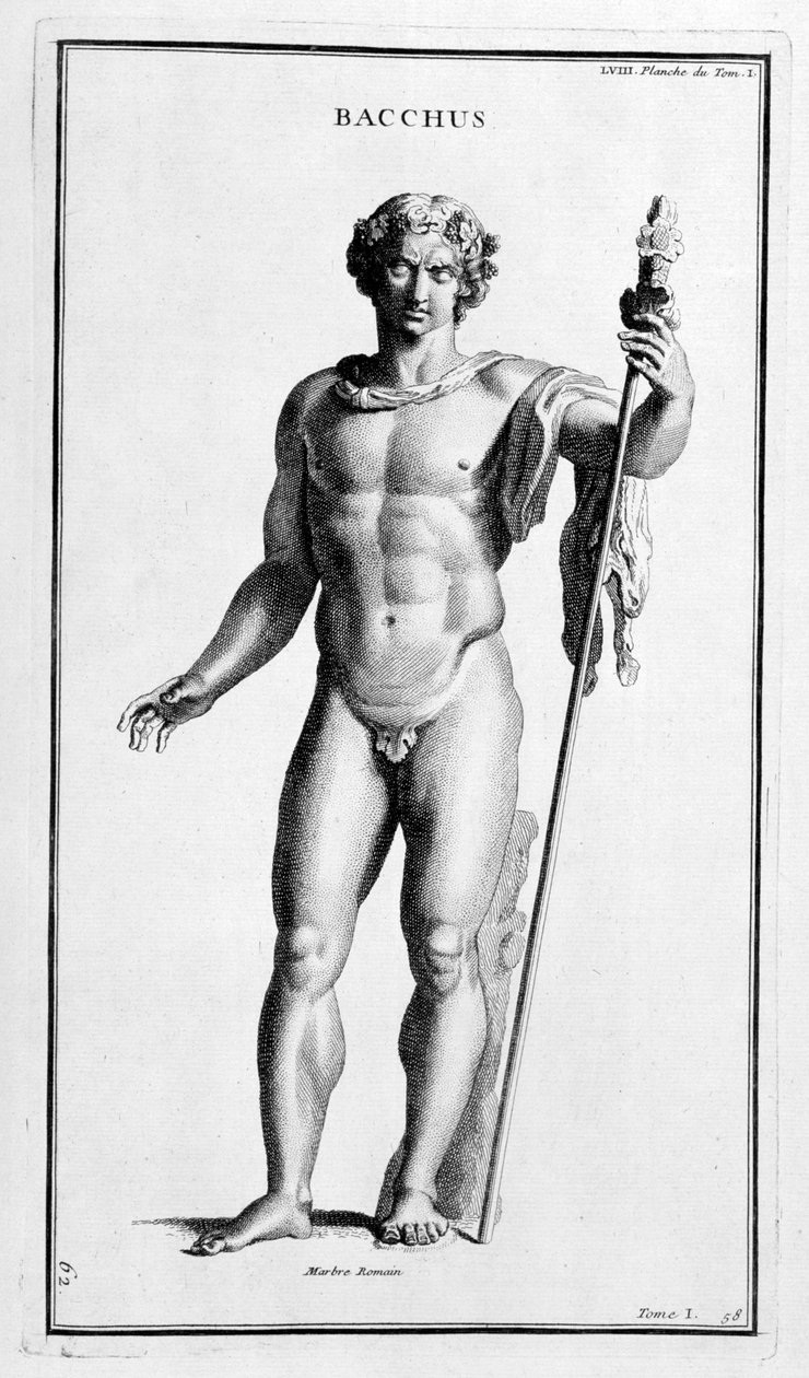 巴克斯（Bacchus），在罗马雕像之后，1757年 作者 伯纳德·德·蒙福孔