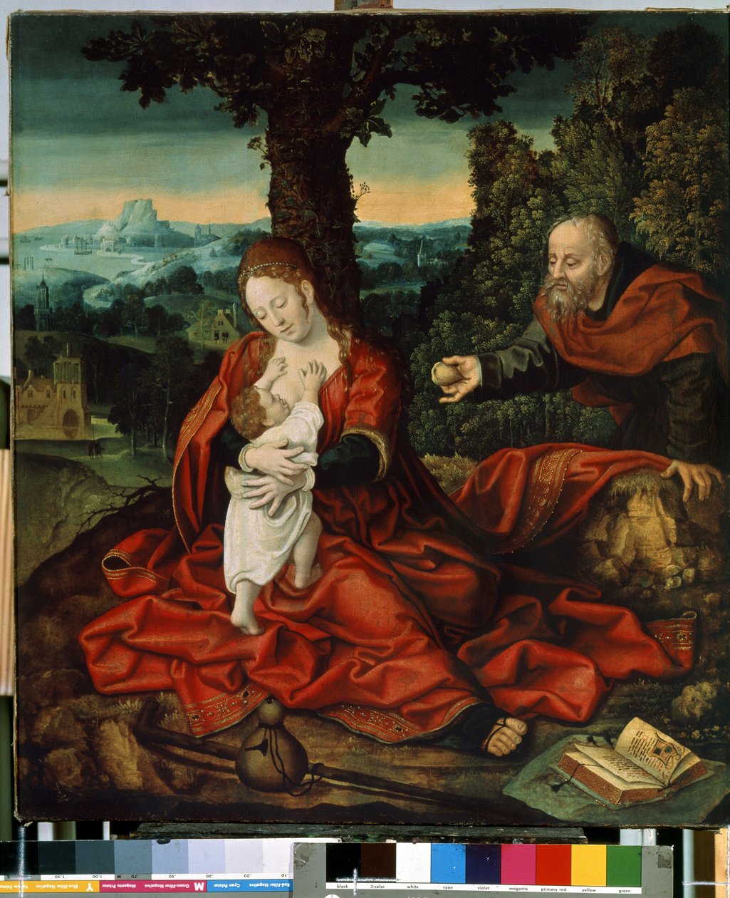 "Le repos durant la fuite en Egypte"（飞往埃及途中的休息） Peinture de Bernard van Orley (Barend, Barent, Bernaert van Brussel) 作者 伯纳德·范·奥利