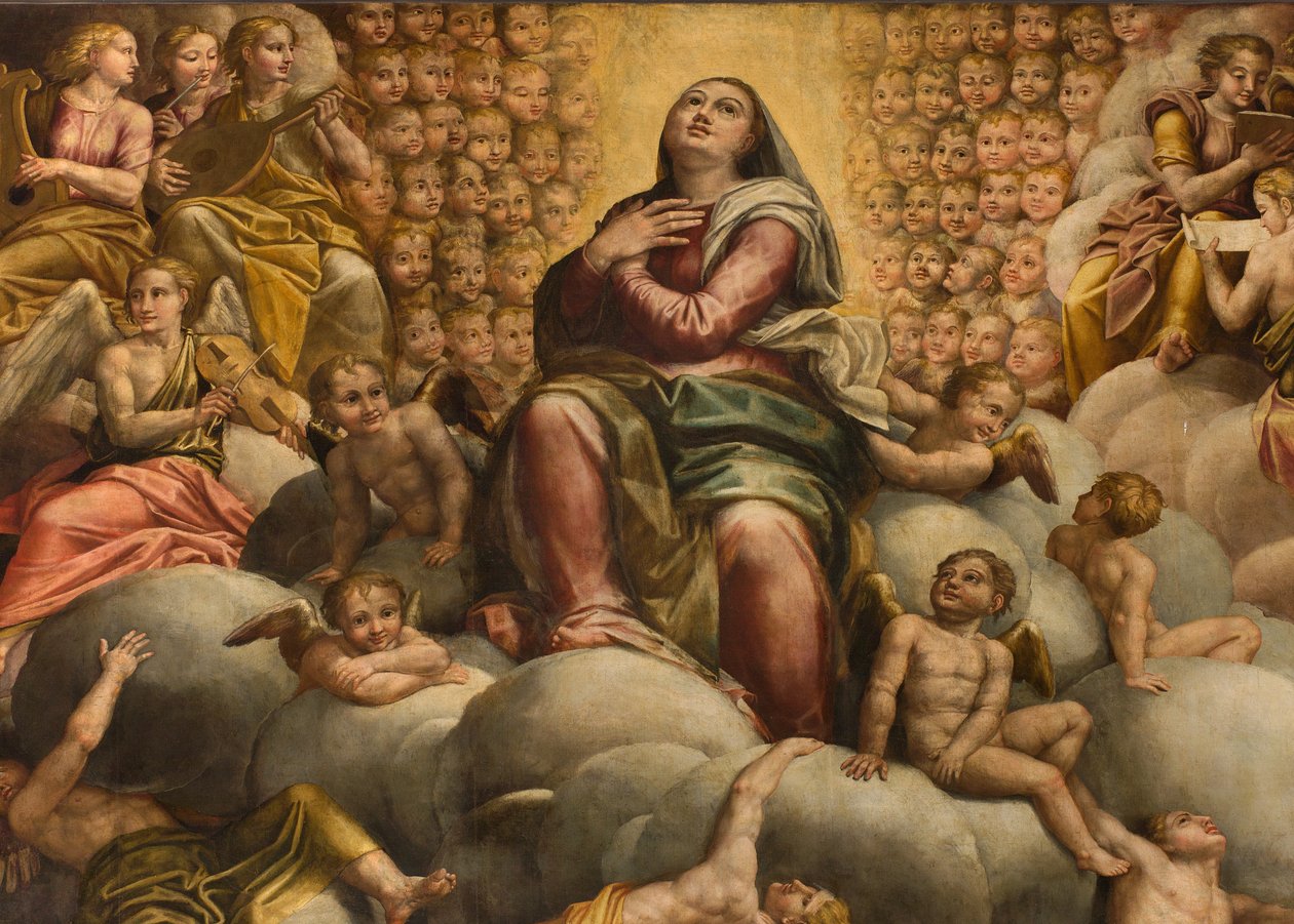 后殿，由 Bernardino Gatti 称为 Il Sojaro 的祭坛画，由 Giovanni Battista Trotti 完成，称为 IL Malosso，圣母升天 作者 贝尔纳迪诺·加蒂