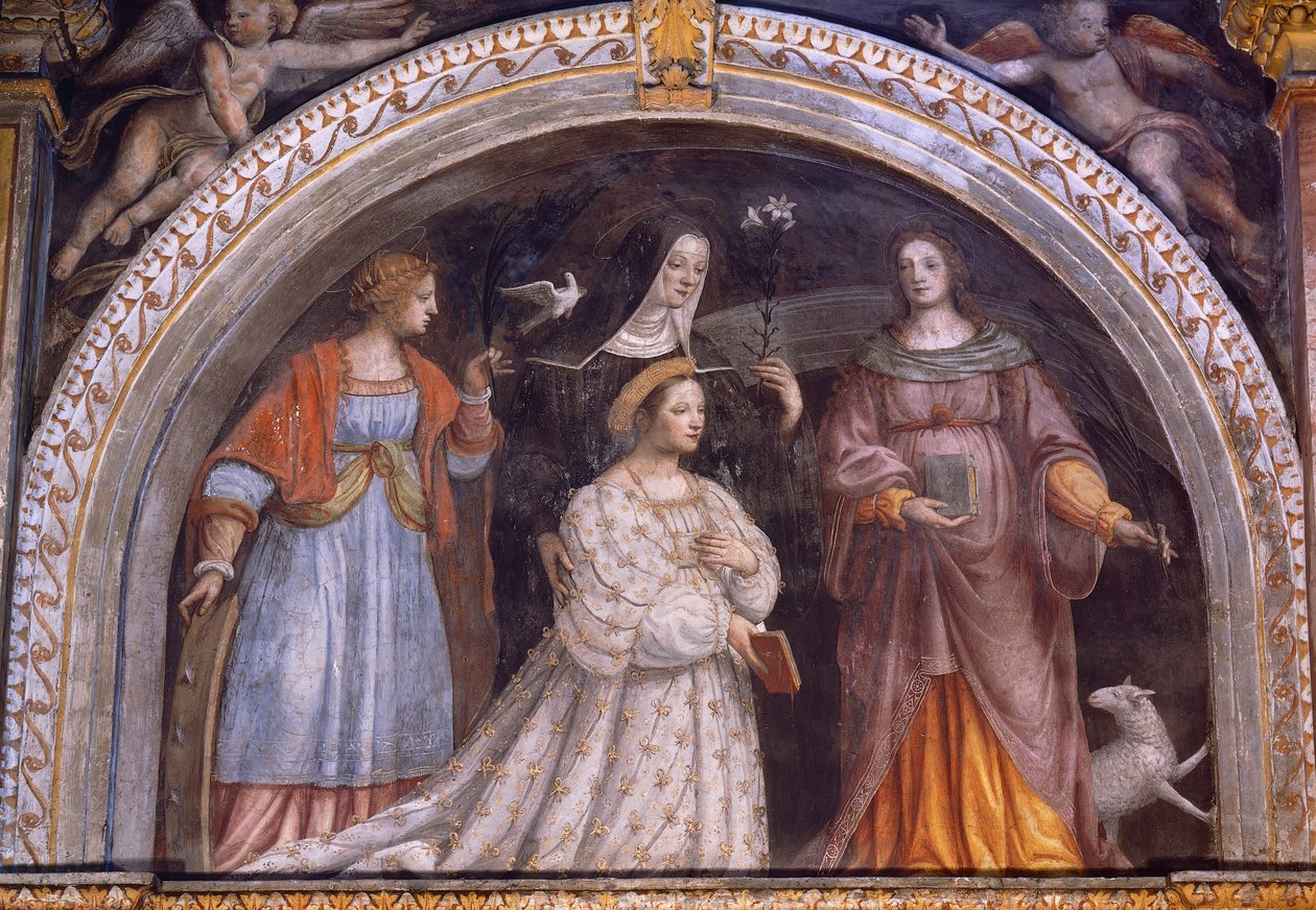 意大利，米兰，Saint Maurice al Monastero Maggiore教堂，Ginevra Bentivoglio Sforza摘下面纱 作者 贝纳迪诺·路易尼