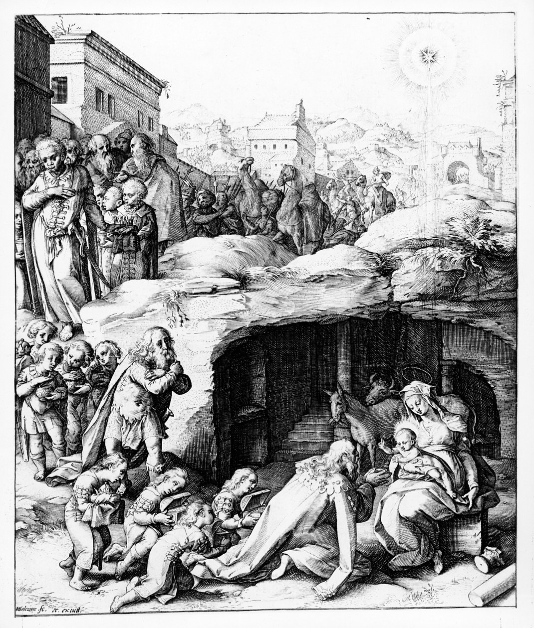 英雄的崇拜，由Hendrik Goltzius雕刻，1585年 作者 贝纳迪诺·帕塞里（Bernardino Passeri）