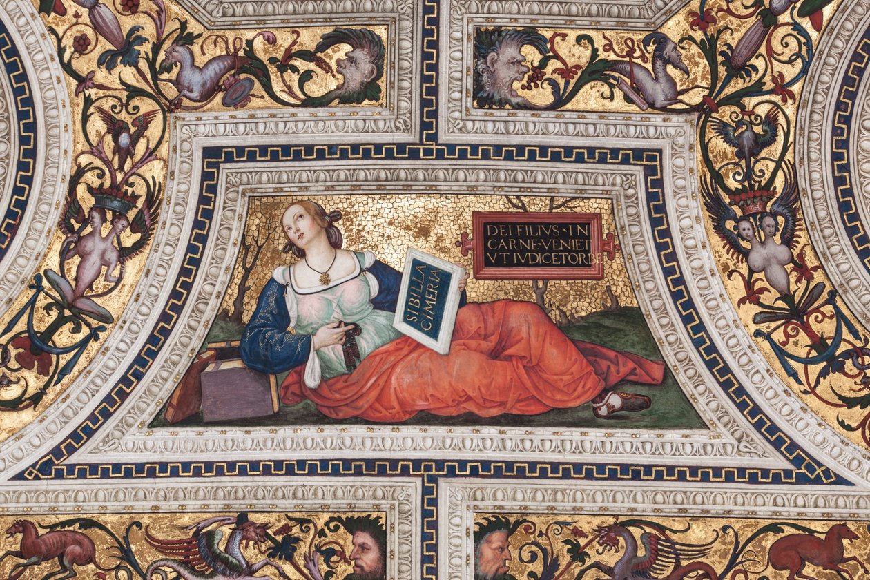 Cimmerian Sibyl，女巫的细节（壁画 作者 贝纳迪诺·贝托·平图里基奥