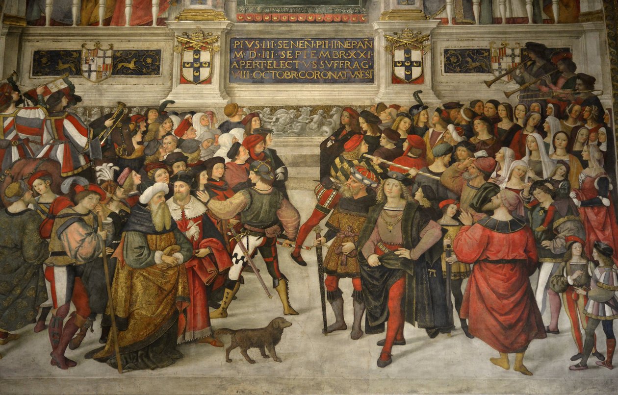 意大利 托斯卡纳 锡耶纳，大教堂 大教堂：庇护二世加冕 (1405-1464) 作者 贝纳迪诺·贝托·平图里基奥