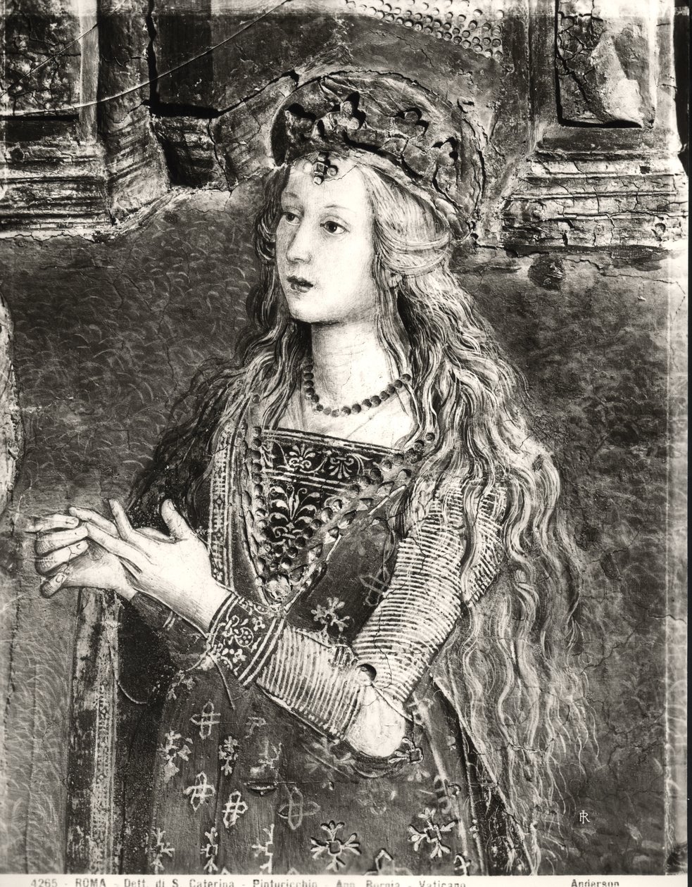 圣凯瑟琳，可能是来自圣徒生活的Lucrezia Borgia（1480-1519）的肖像，Sala dei Santi，1492-94 作者 贝纳迪诺·贝托·平图里基奥