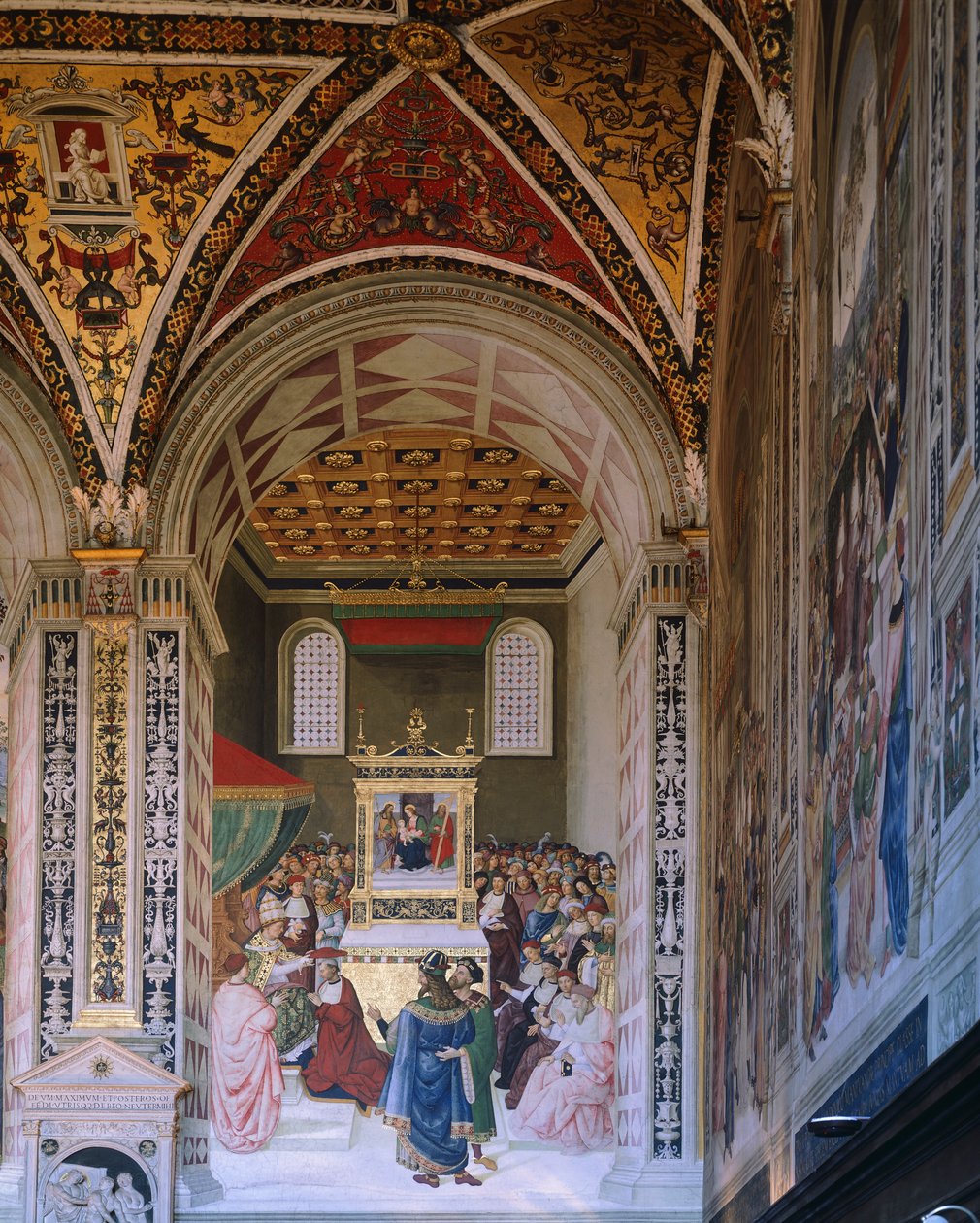 庇护二世的故事：Piccolomini当选红衣主教，由Bernardino Pinturicchio（约1452-1513）创作，Piccolomini图书馆，锡耶纳大教堂 作者 贝纳迪诺·贝托·平图里基奥
