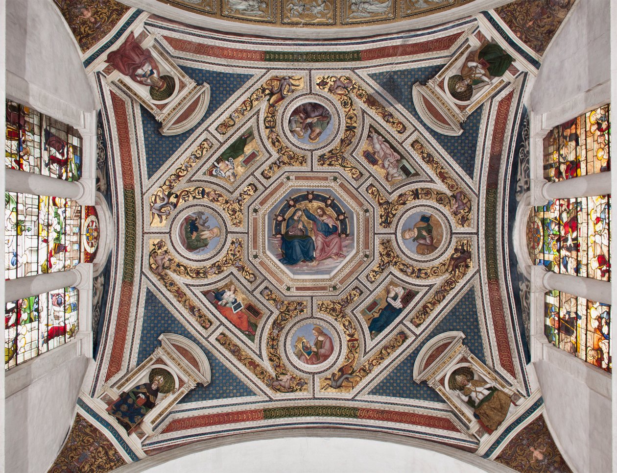 圣母加冕礼“四位福音传道者”“女巫”和“教会博士”Pinturicchio (Bernardino di Betto) (1454-1513) - 1508-1510 大教堂制作的合唱团穹顶 Santa Maria del Popolo（圣玛丽亚德尔波普教堂） 作者 贝纳迪诺·贝托·平图里基奥