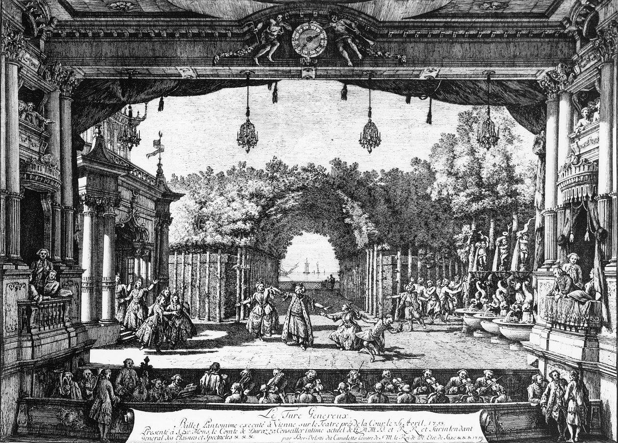 1758年4月6日在维也纳演出&39;Le Turc Genereux&39;，于1759年出版 作者 贝尔纳多·贝洛托（Canaletto）