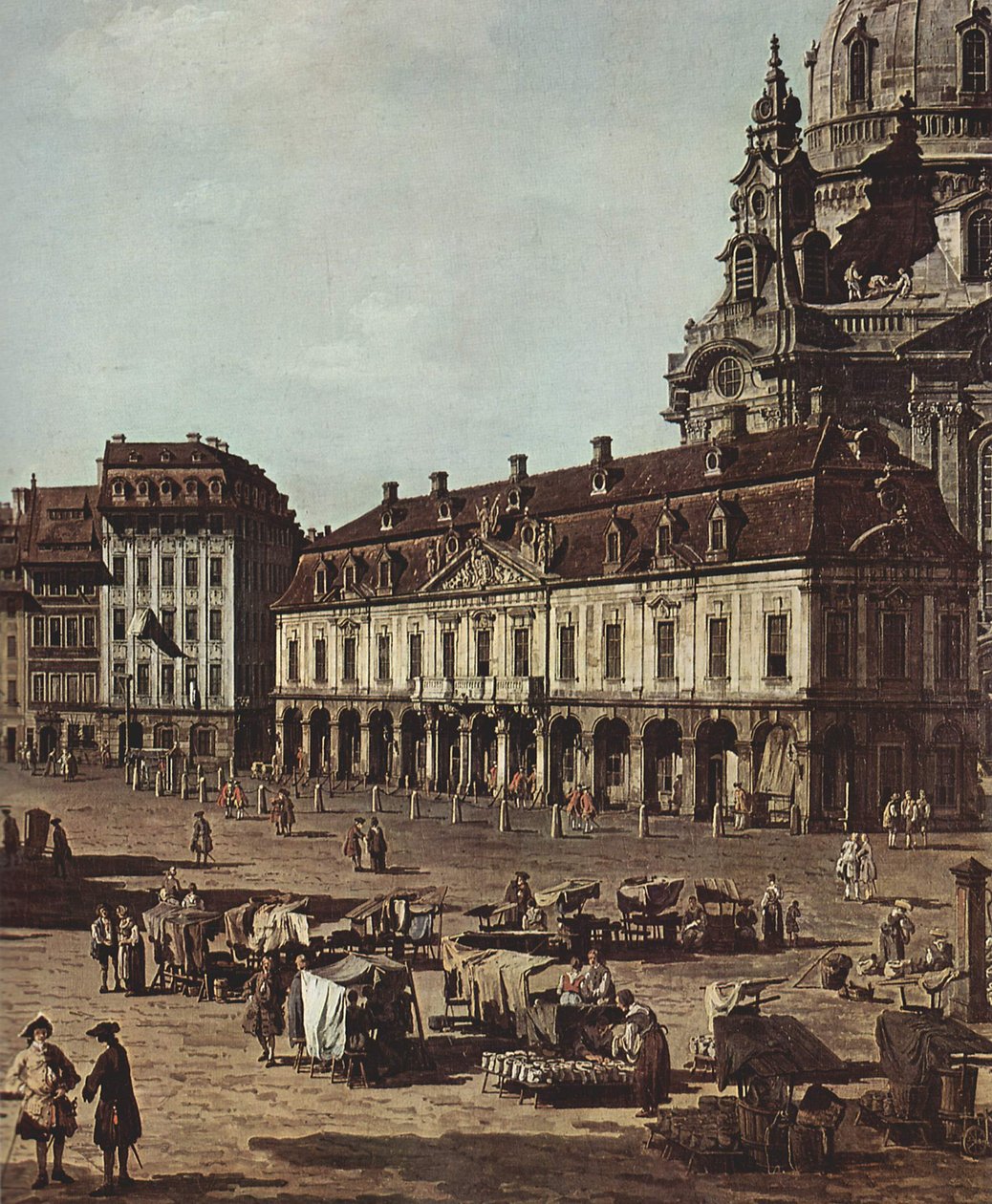 德累斯顿的视图，从Moritzstraße的Neumarkt 作者 贝尔纳多·贝洛托（Canaletto）