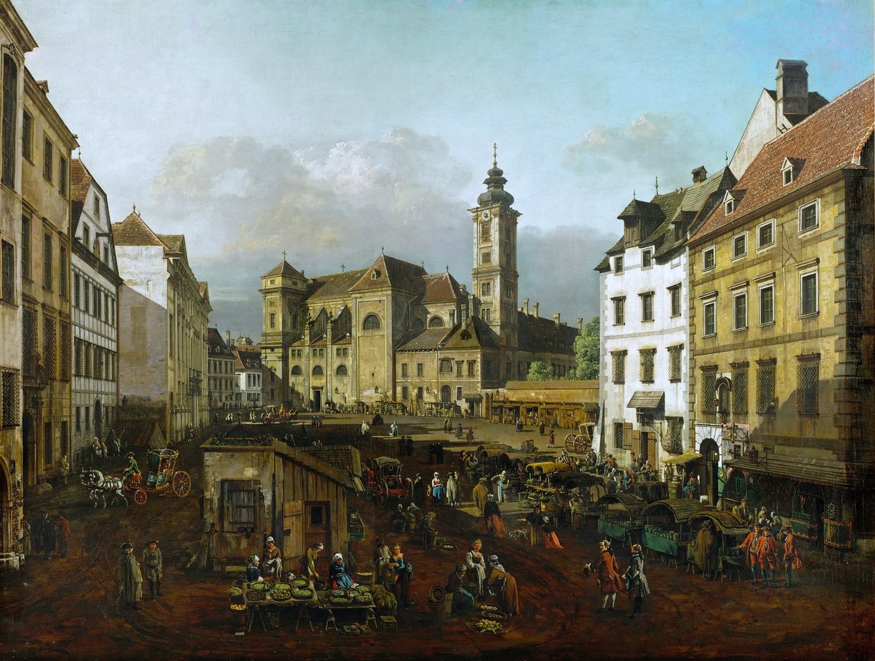 维也纳的Freyung：从东南方向看 作者 贝尔纳多·贝洛托（Canaletto）