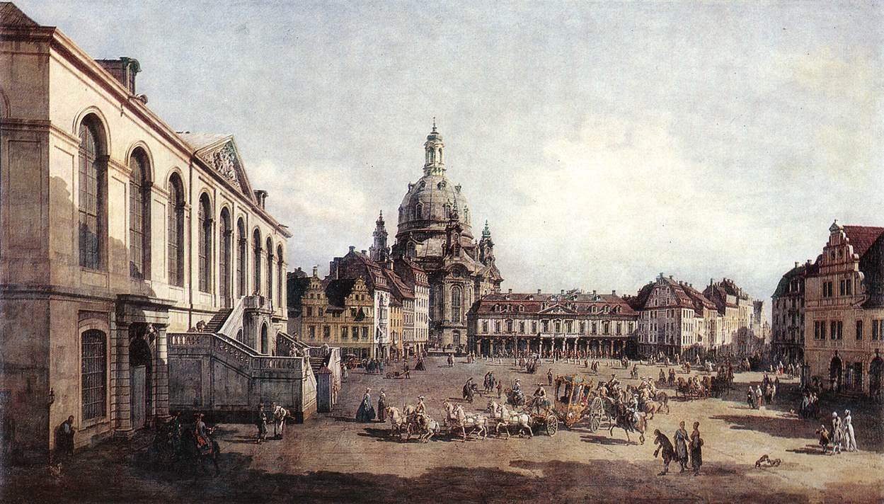 Jüdenhof的德累斯顿新市场广场 作者 贝尔纳多·贝洛托（Canaletto）