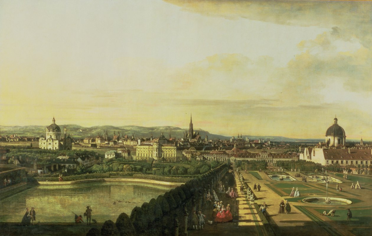 来自维也纳Gesehen的Belvedere 作者 贝尔纳多·贝洛托（Canaletto）