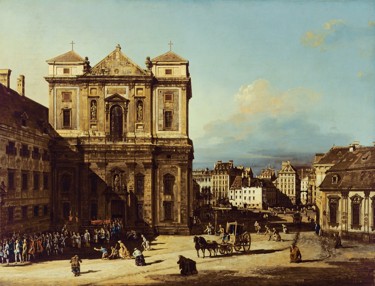 维也纳的Freyung，从西北看，c.1758 作者 贝尔纳多·贝洛托（Canaletto）