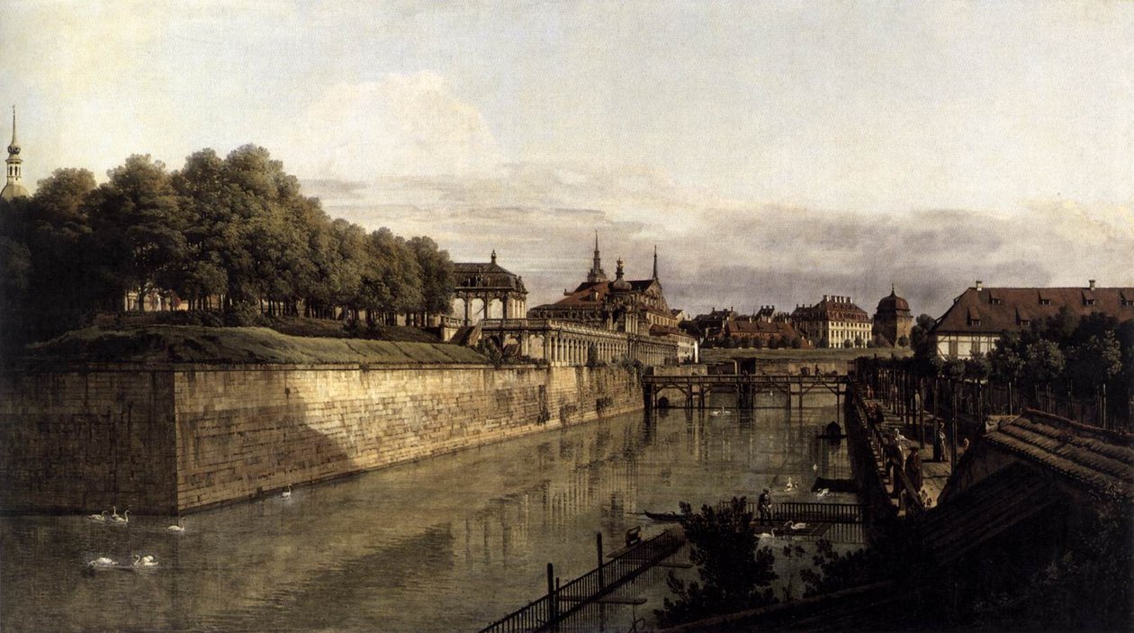 德累斯顿Zwinger的护城河 作者 贝尔纳多·贝洛托（Canaletto）