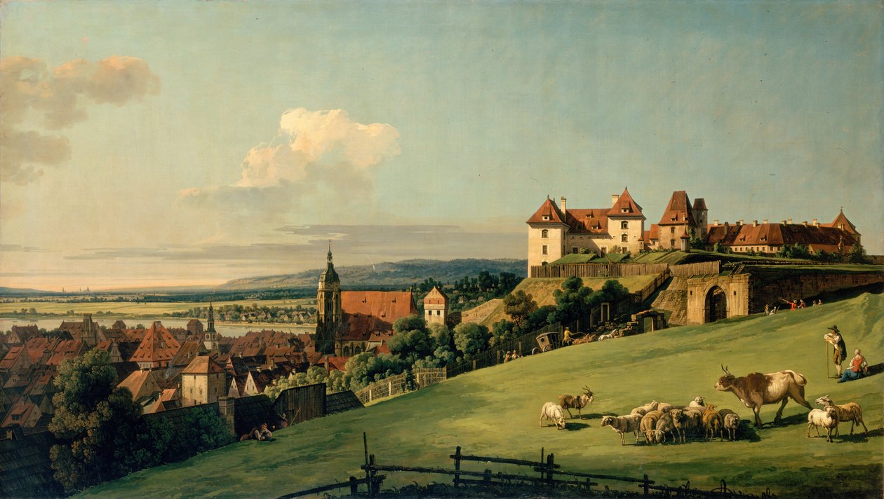 皮尔纳看法从Sonnenstein城堡的 作者 贝尔纳多·贝洛托（Canaletto）