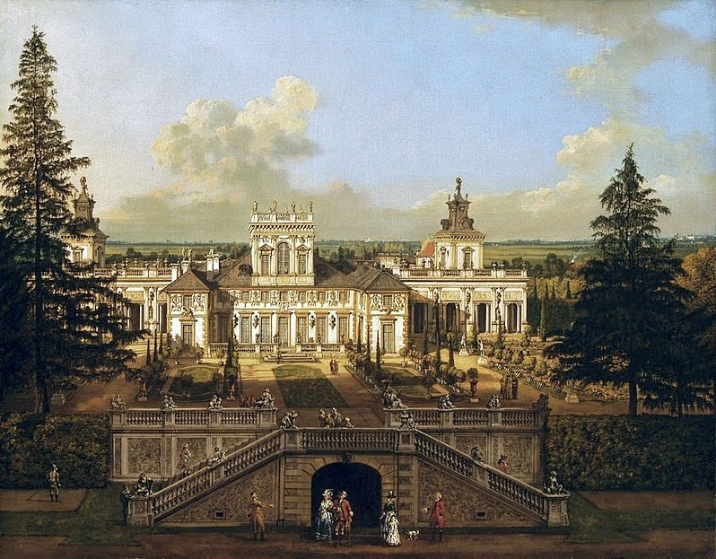 从花园看到的Wilanów宫殿 作者 贝尔纳多·贝洛托（Canaletto）