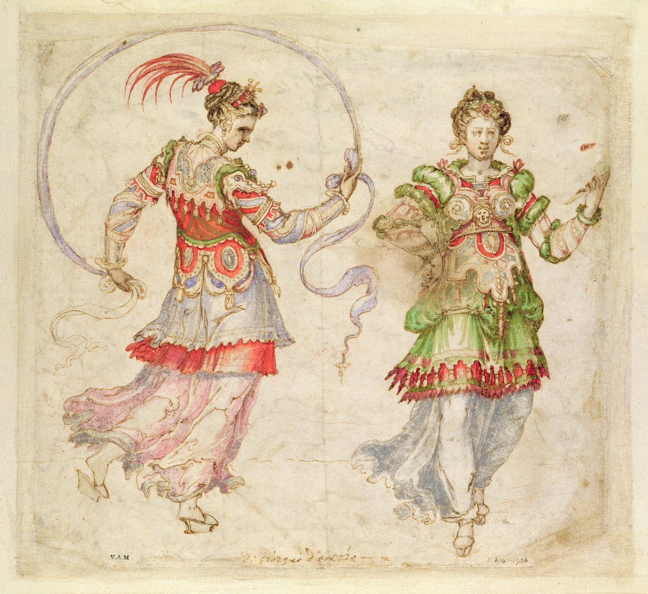 设计服装，可能在佛罗伦萨的Intermezzi，佛罗伦萨，1589年 作者 伯纳多·邦塔伦蒂