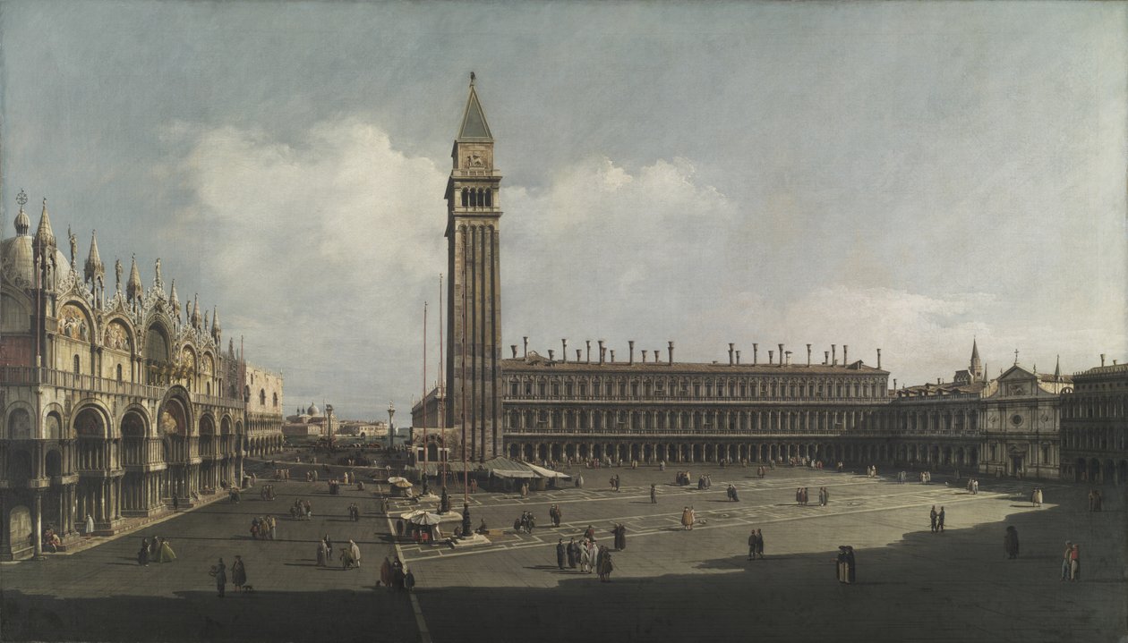 Piazza San Marco, Venice, c.1740 (oil on canvas) 作者 贝纳多（来）贝洛托