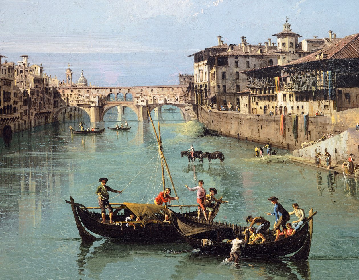 佛罗伦萨的阿诺河和维奇奥桥 作者 贝尔纳多·贝洛托（Canaletto）