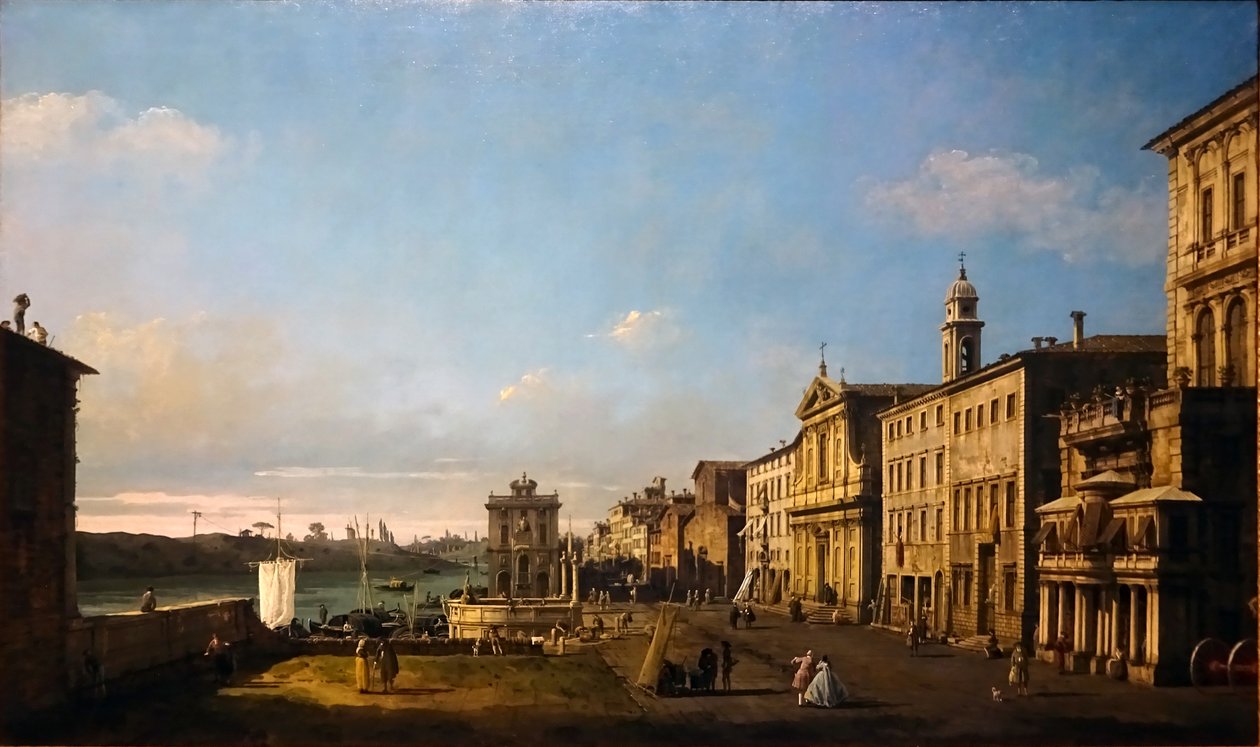 Bernardo Bellotto - Ansicht der Via di Ripetta in Rom, 1742-1744 作者 贝尔纳多·贝洛托（Canaletto）