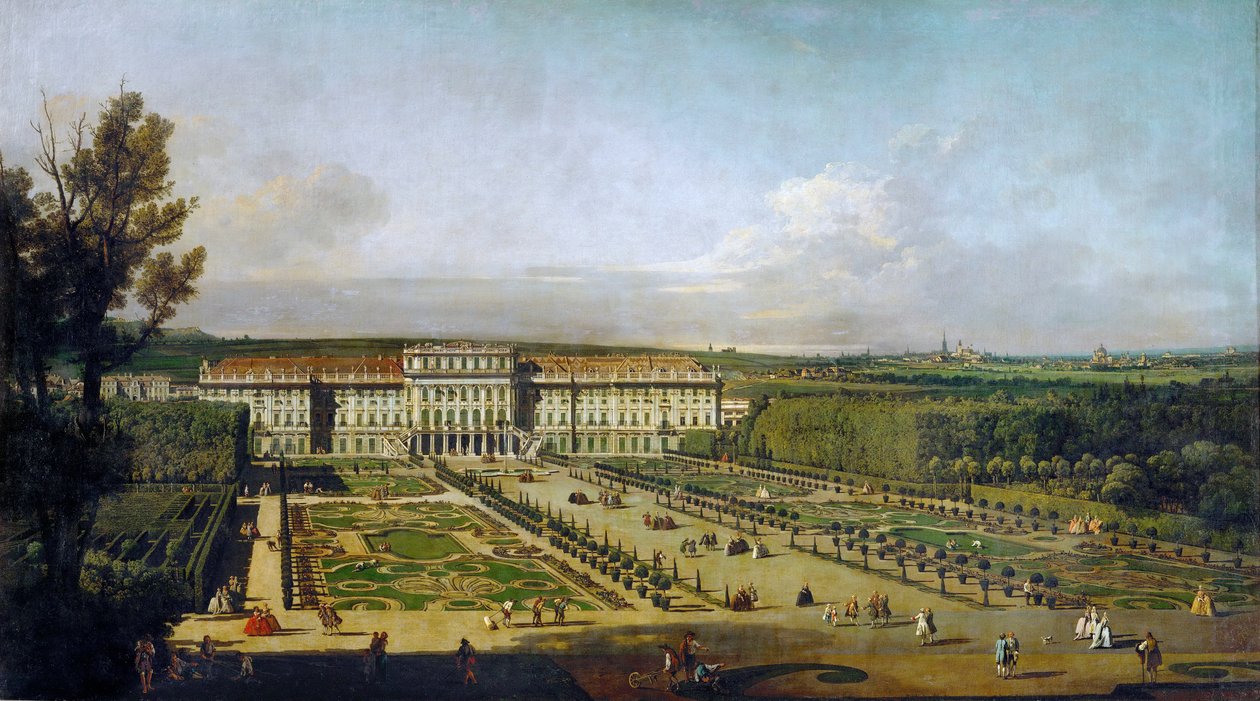 美泉宫，花园外墙。 作者 贝尔纳多·贝洛托（Canaletto）